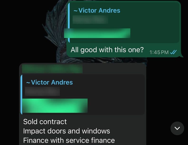 Contractor's message: Impact doors & windows sold